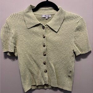 Madewell Cropped Green Sweater Polo